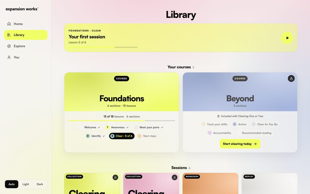 Inside the expansion works® app: the library
